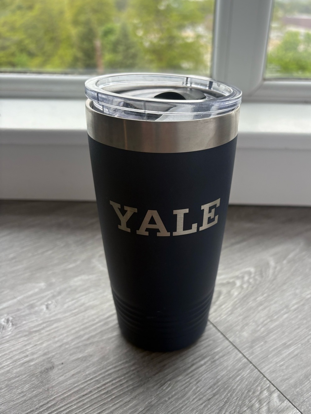 Yale University Travel Tumbler Coffee Mug With Lid Metal Blue And Silver